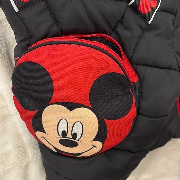 Black Puffer Jacket with Red Mickey Mouse Backpack - Picture 11 of 16